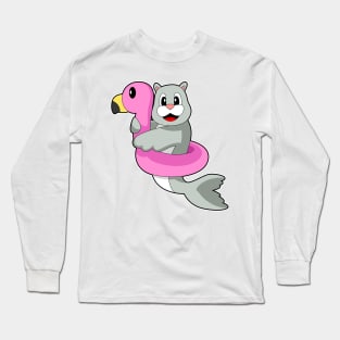 Seal Swim ring Flamingo Long Sleeve T-Shirt